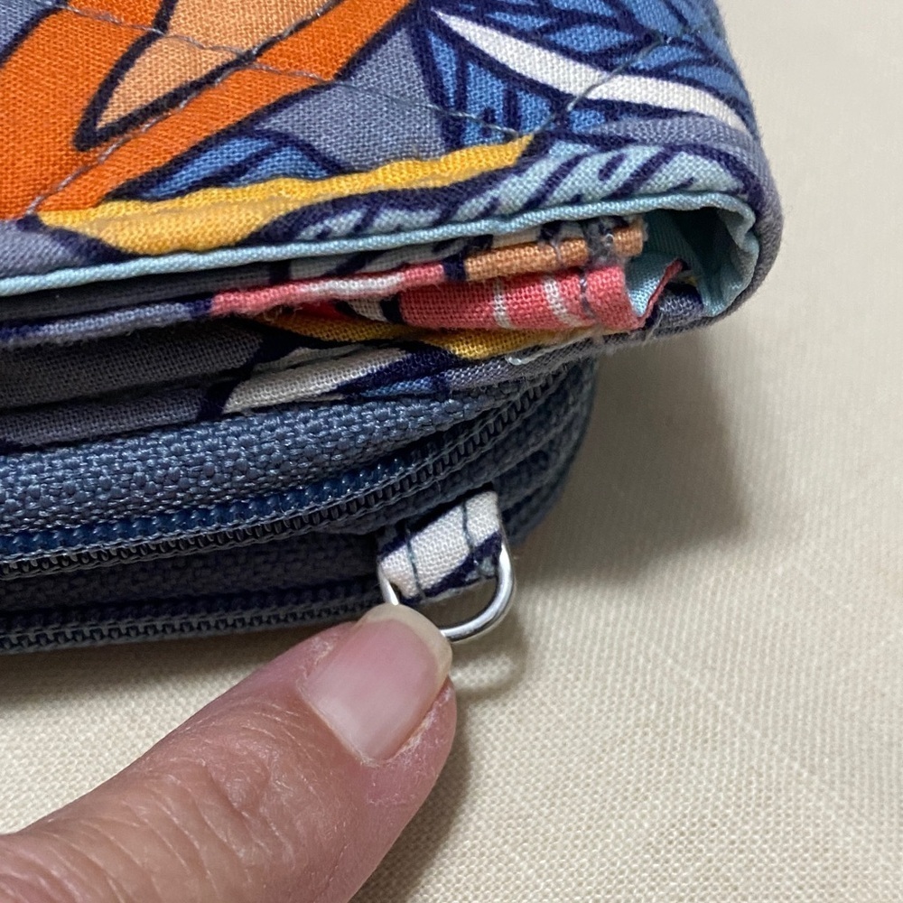 Vera Bradley Tropical Evening Quilted Gray and Orange Floral RFID Wallet - Picture 11 of 11